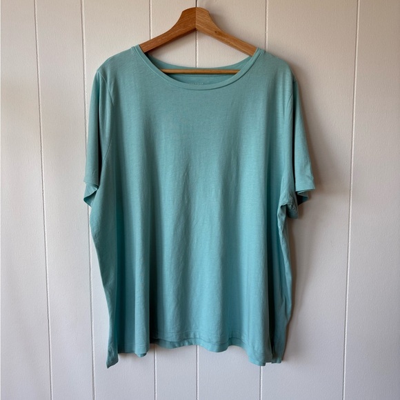 Eileen Fisher Organic Cotton Light Blue Short Sleeve Tee | Size 2X - Picture 2 of 6